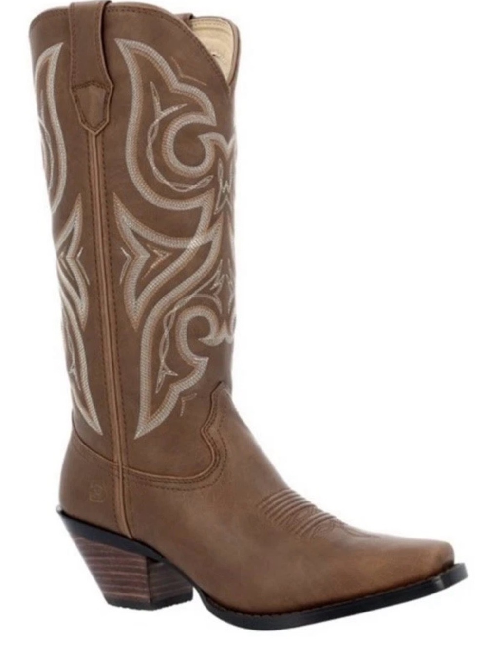 Durango Women's Crush Western Cowboy Boots Snip Toe Sz 6.5 Brown Cream Gold 13in